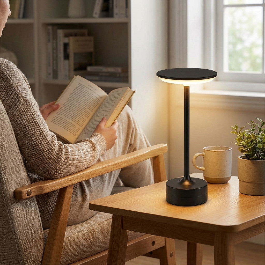 LED Tischlampe für kabelloses Lesen und Nachttisch – dimmbar mit USB-Aufladung