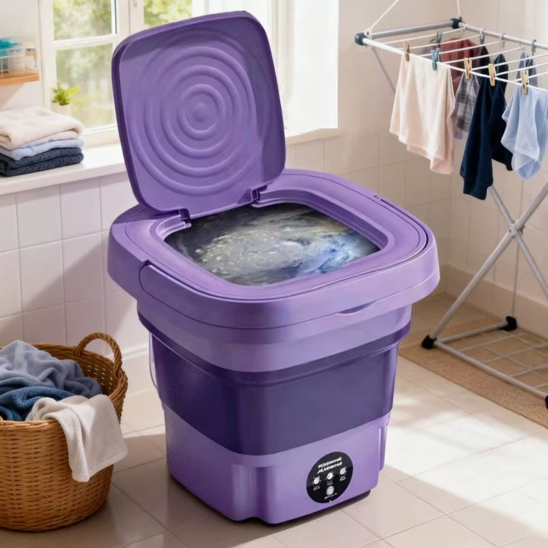 8l portable folding washing machine with timed spin dry for small laundry