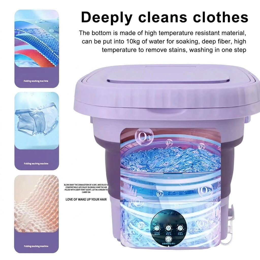 8l portable folding washing machine with timed spin dry for small laundry