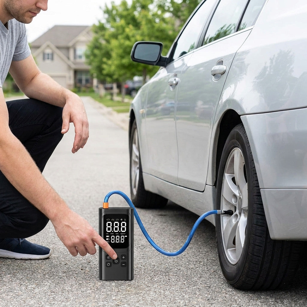 Gonfleur de pneus portable 150 PSI avec démarrage durgence et écran digital