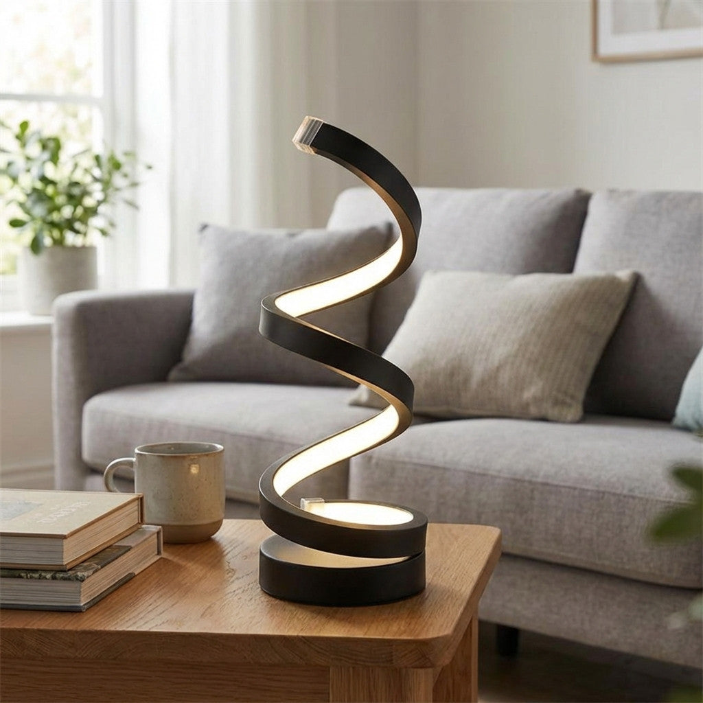 Spiral‑Glow Ambiente – Dimm‑USB‑Tischlampe mit 3 Lichtfarben