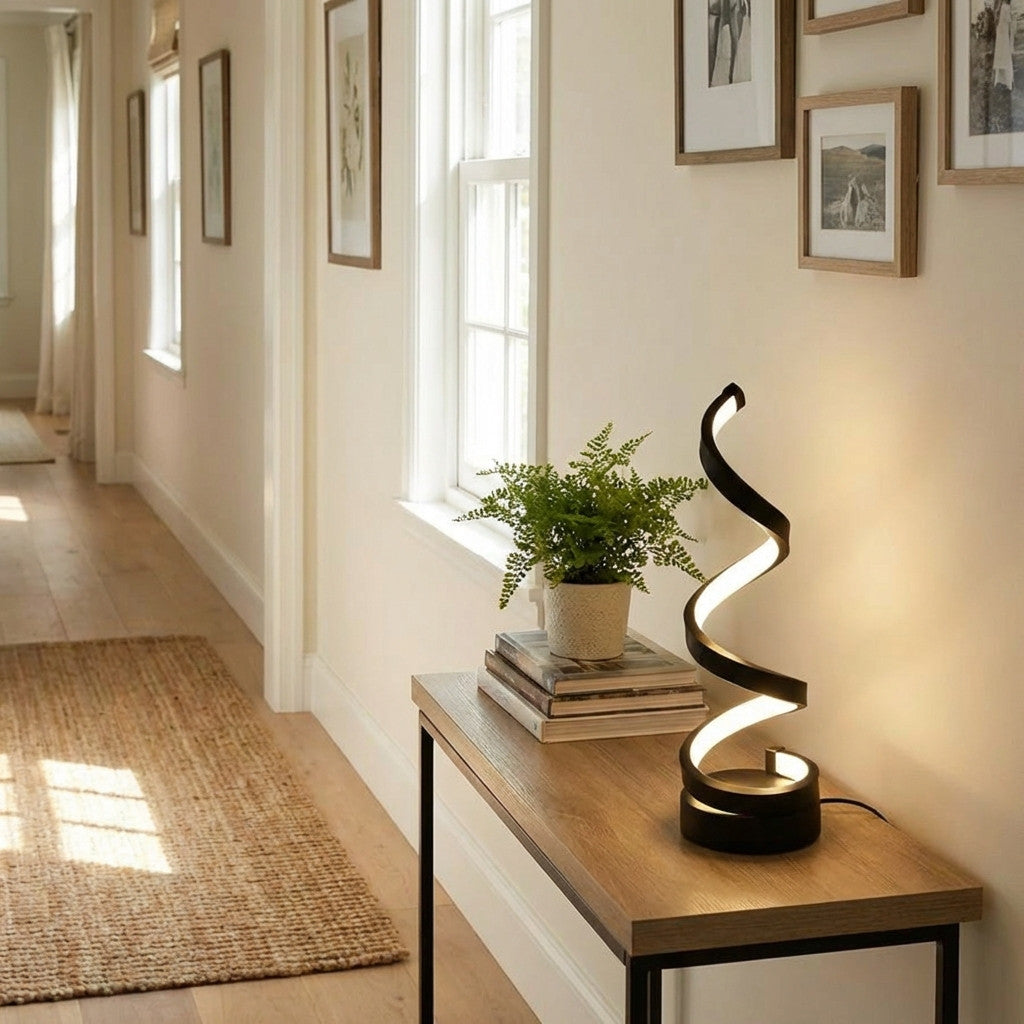 Spiral‑Glow Ambiente – Dimm‑USB‑Tischlampe mit 3 Lichtfarben