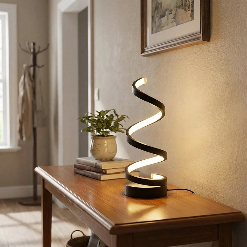Spiral‑Glow Ambiente – Dimm‑USB‑Tischlampe mit 3 Lichtfarben