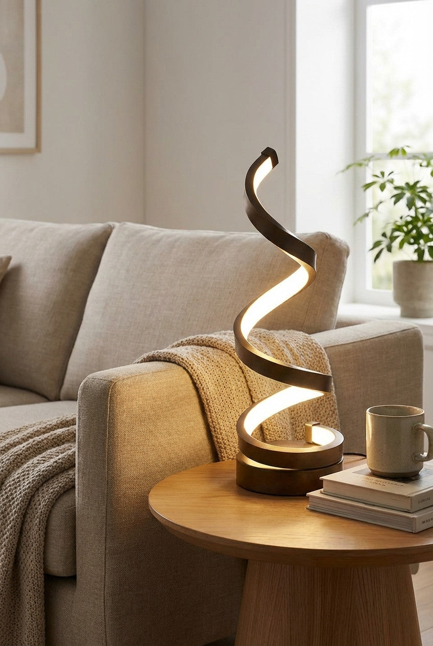 Spiral‑Glow Ambiente – Dimm‑USB‑Tischlampe mit 3 Lichtfarben