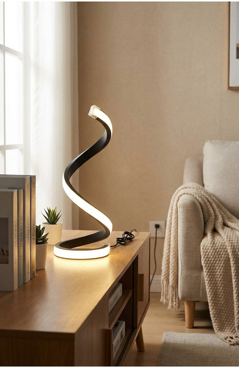Spiral‑Glow Ambiente – Dimm‑USB‑Tischlampe mit 3 Lichtfarben