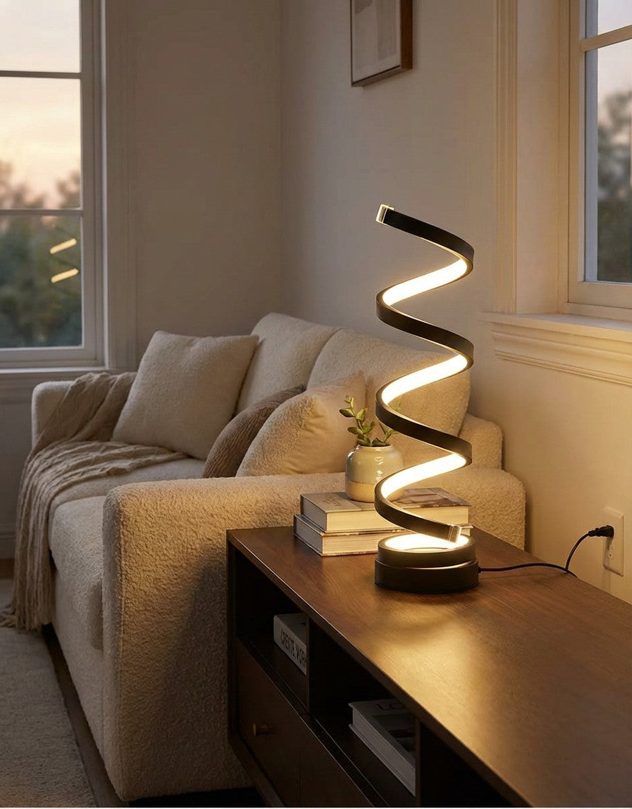 Spiral‑Glow Ambiente – Dimm‑USB‑Tischlampe mit 3 Lichtfarben