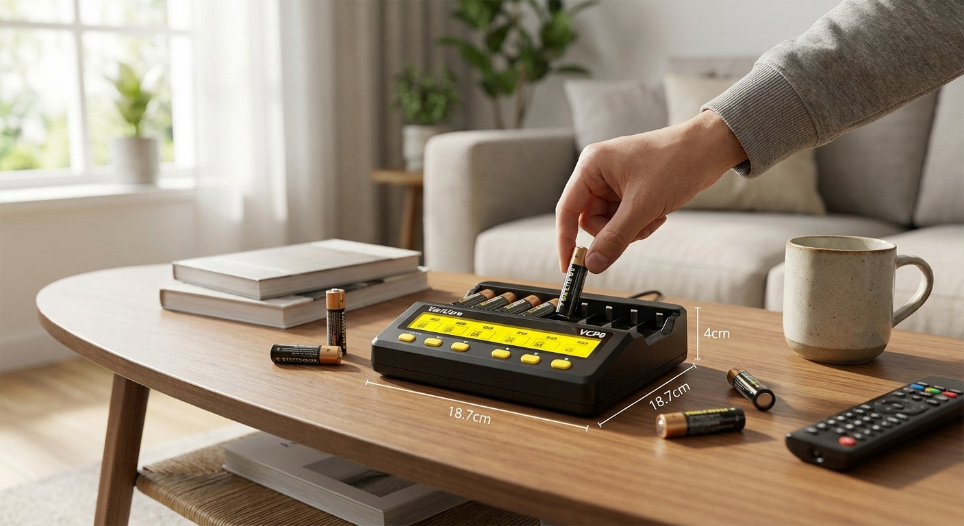 Li-Ion 18650 / 21700 – Ladegerät mit automatischer Batterietyp-Erkennung und LCD-Display