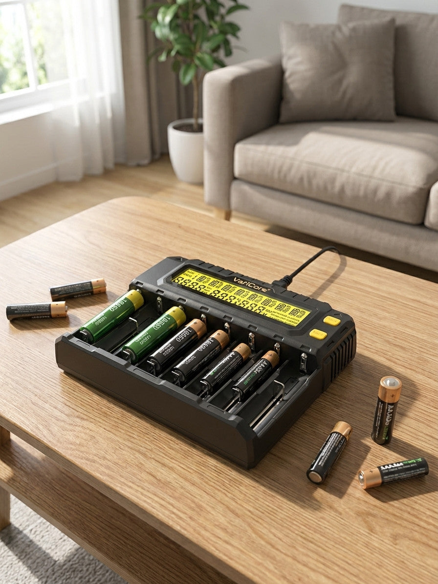 Li-Ion 18650 / 21700 – Ladegerät mit automatischer Batterietyp-Erkennung und LCD-Display