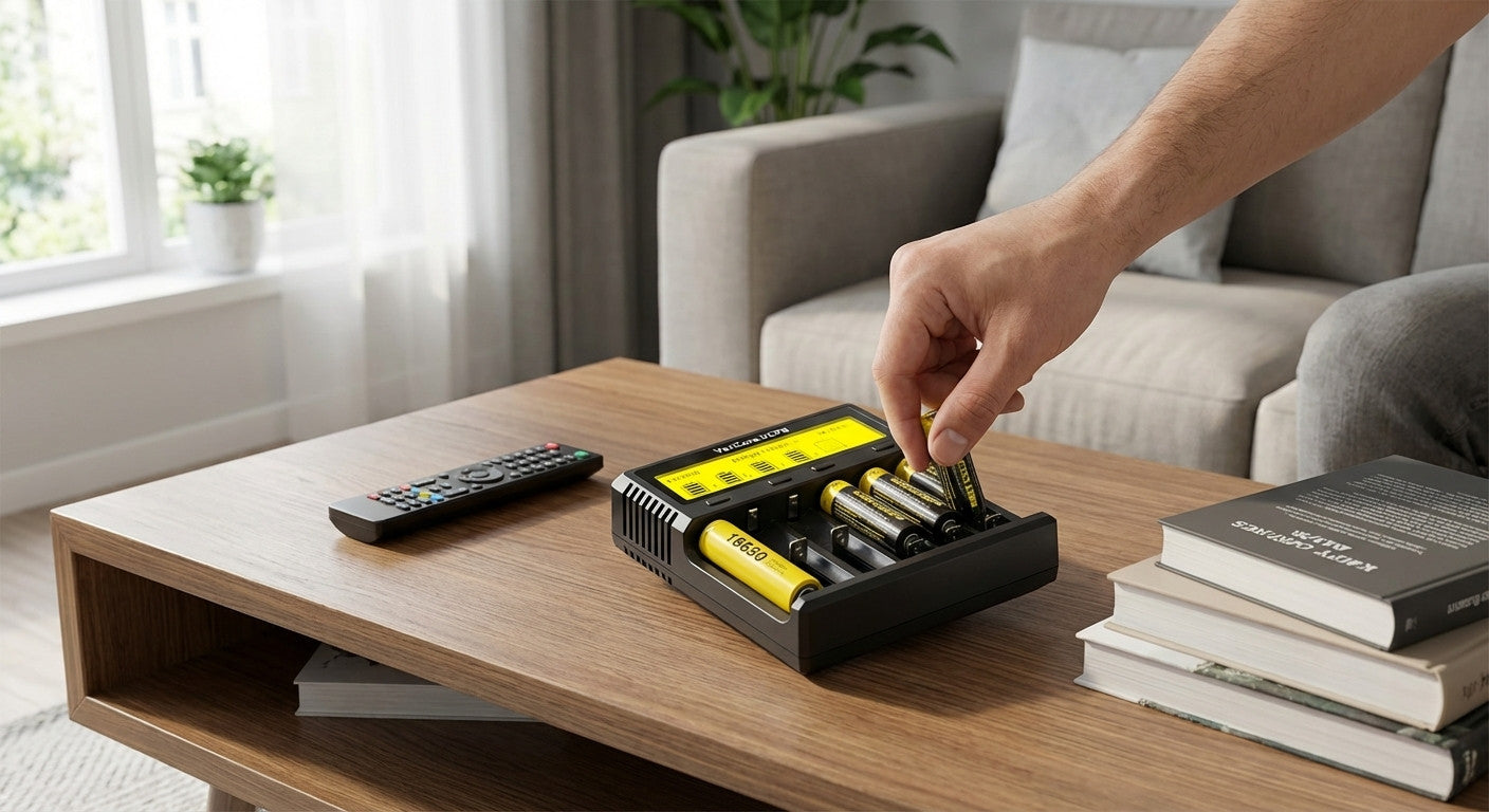 Li-Ion 18650 / 21700 – Ladegerät mit automatischer Batterietyp-Erkennung und LCD-Display