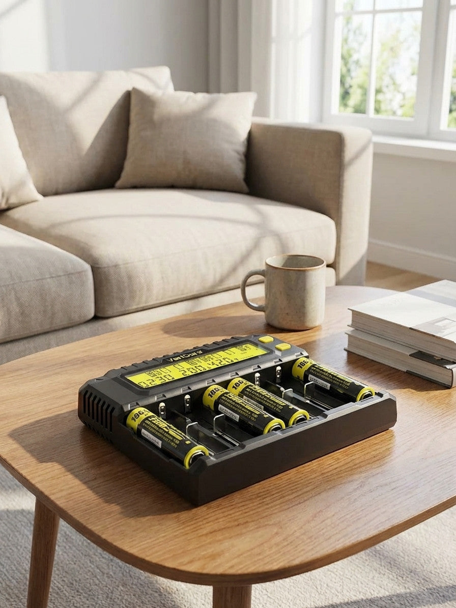 Li-Ion 18650 / 21700 – Ladegerät mit automatischer Batterietyp-Erkennung und LCD-Display