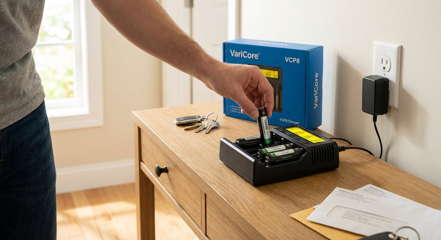 Li-Ion 18650 / 21700 – Ladegerät mit automatischer Batterietyp-Erkennung und LCD-Display