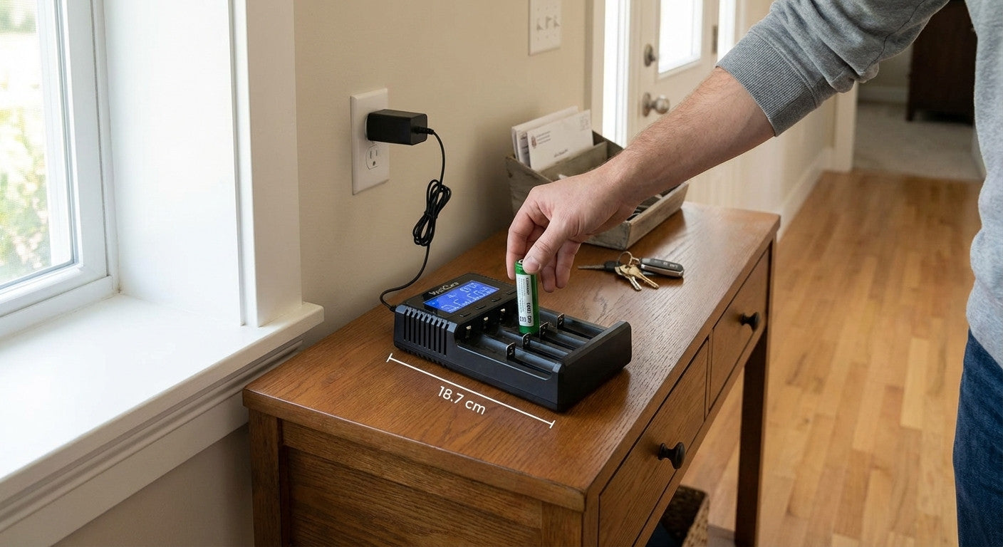 Li-Ion 18650 / 21700 – Ladegerät mit automatischer Batterietyp-Erkennung und LCD-Display