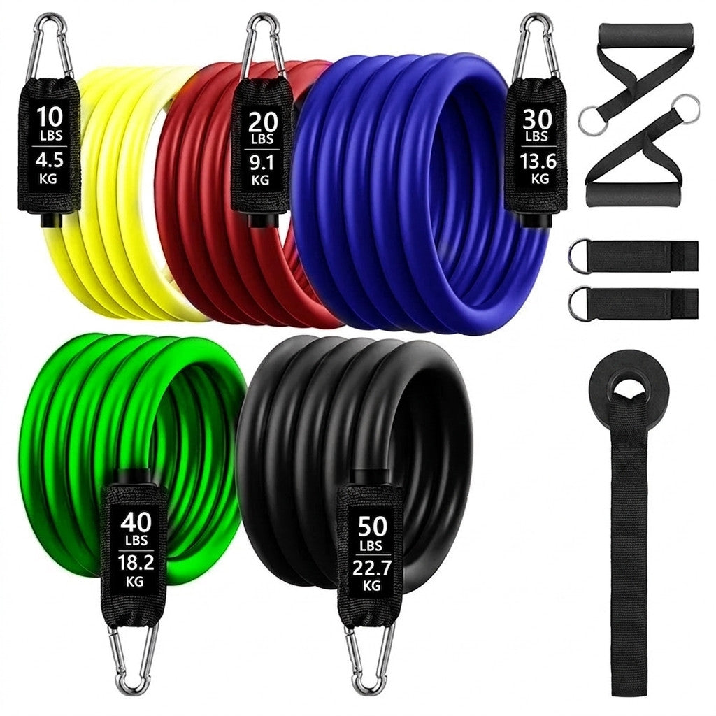 Resistance bands set with handles and door anchor for home workouts