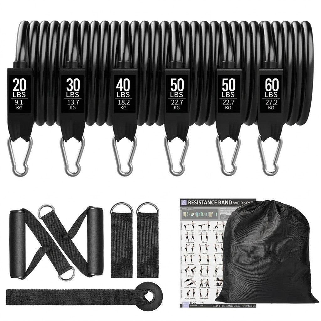 Resistance bands set with handles and door anchor for home workouts