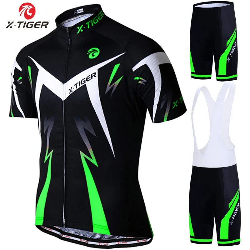 X-Tiger Pro Herren Sommer Radtrikot Set mit Gel-Polster