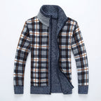 Strickjacke mit dickem Fleece und Stehkragen für warme Herbst- und Wintertage