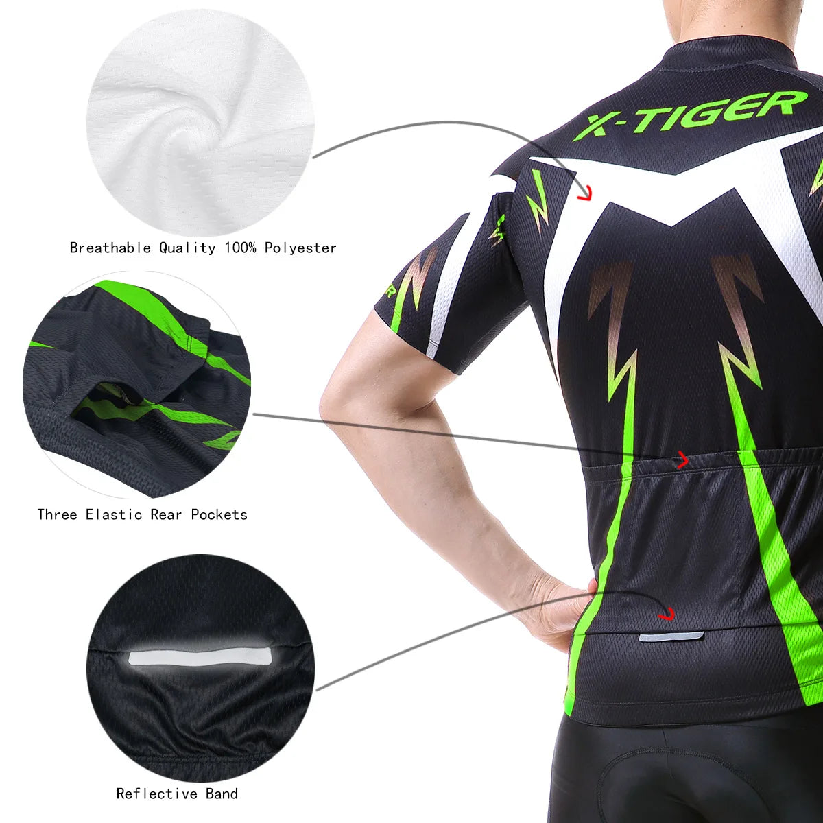 X-TIGER Radtrikot im Set: Perfekte Atmungsaktive Sommer-Sportbekleidung