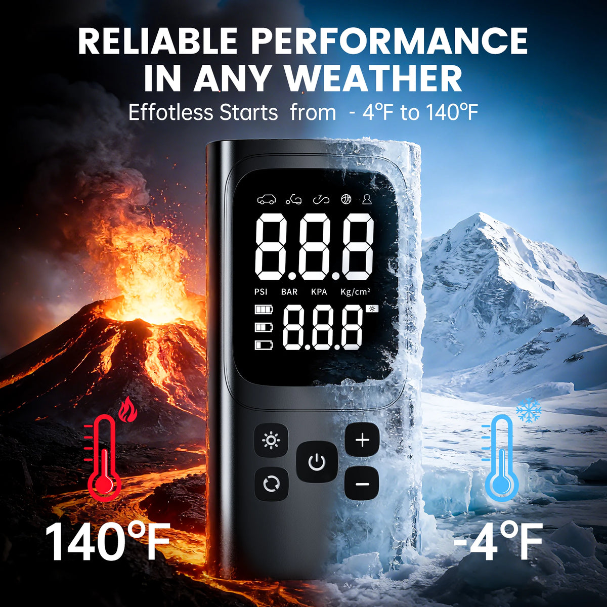 Gonfleur de pneus portable 150 PSI avec démarrage durgence et écran digital