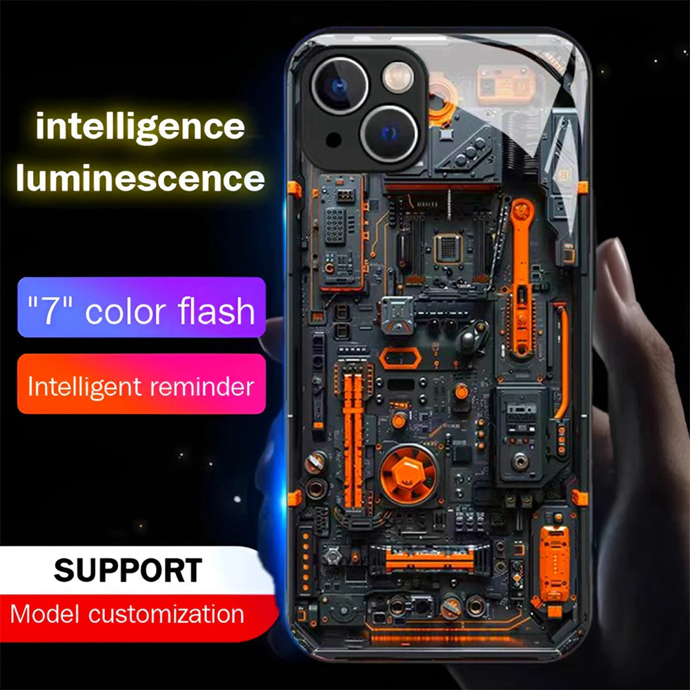 Custodia per telefono LED intelligente con illuminazione a 7 colori: elegante, reattiva e protettiva per iPhone Air 17 16 E 15 14 13 12 11 Pro
