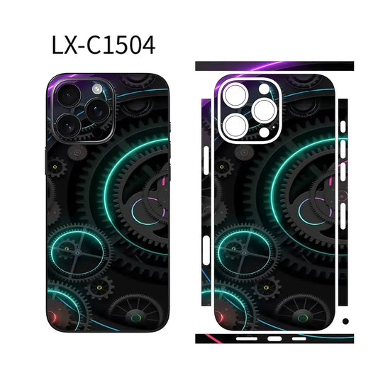 colorful Skin Sticker For iPhone 15 Pro Max Back Film 16 14 Plus 13 12 Mini Protective Decal Wrap Side Frame Protector