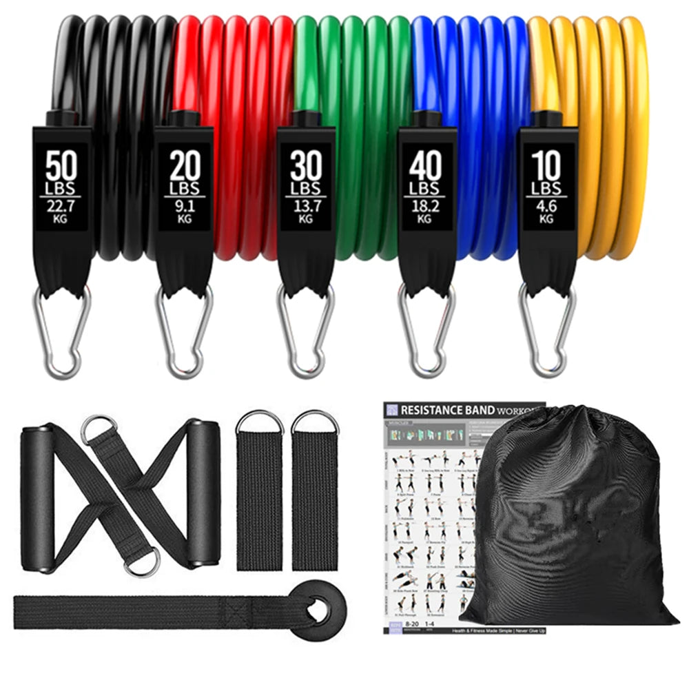Resistance bands set with handles and door anchor for home workouts