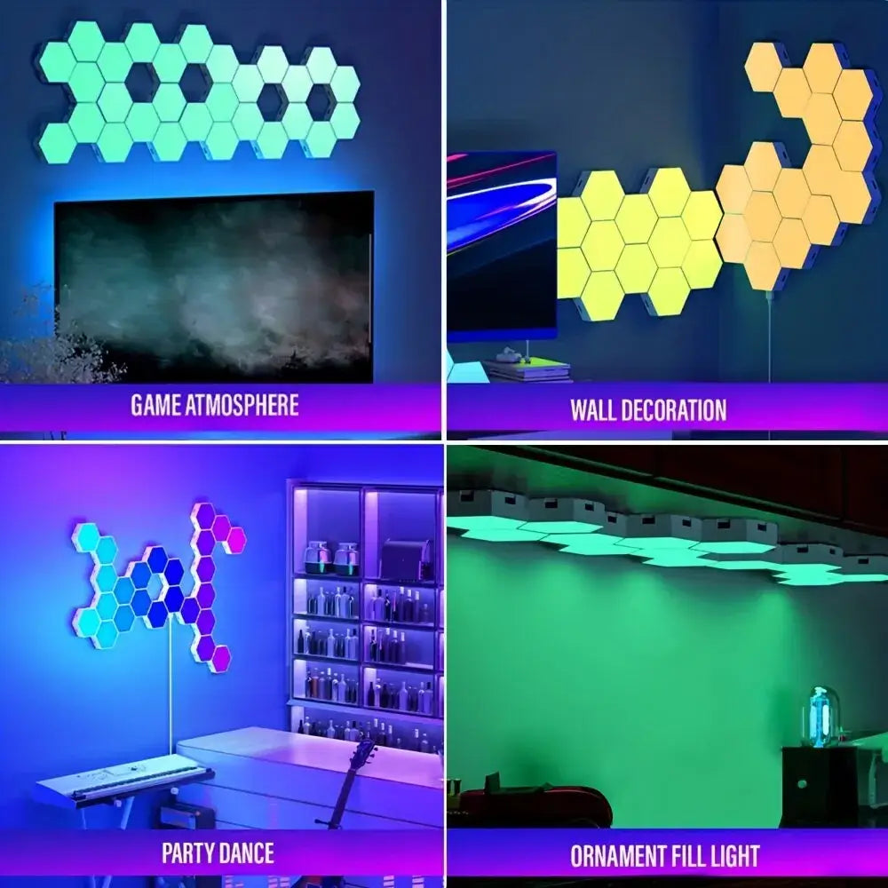 RGB Intelligente Hexagon Wandlampe: Farbwechsel, Musikrhythmus mit APP-Steuerung - Erleben Sie Shustar RGB Wandlampe mit Farbwechsel und Musikrhythmus per APP-Steuerung. Perfekt für einzigartiges Raumambiente. - 1005005823270982-6PCS-BT Wireless