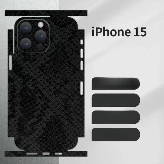 Luxury Leather Grain Wrap Phone Back Sticker skin For iPhone17 16  15 14 13 promax 13mini 12promax Film Skin