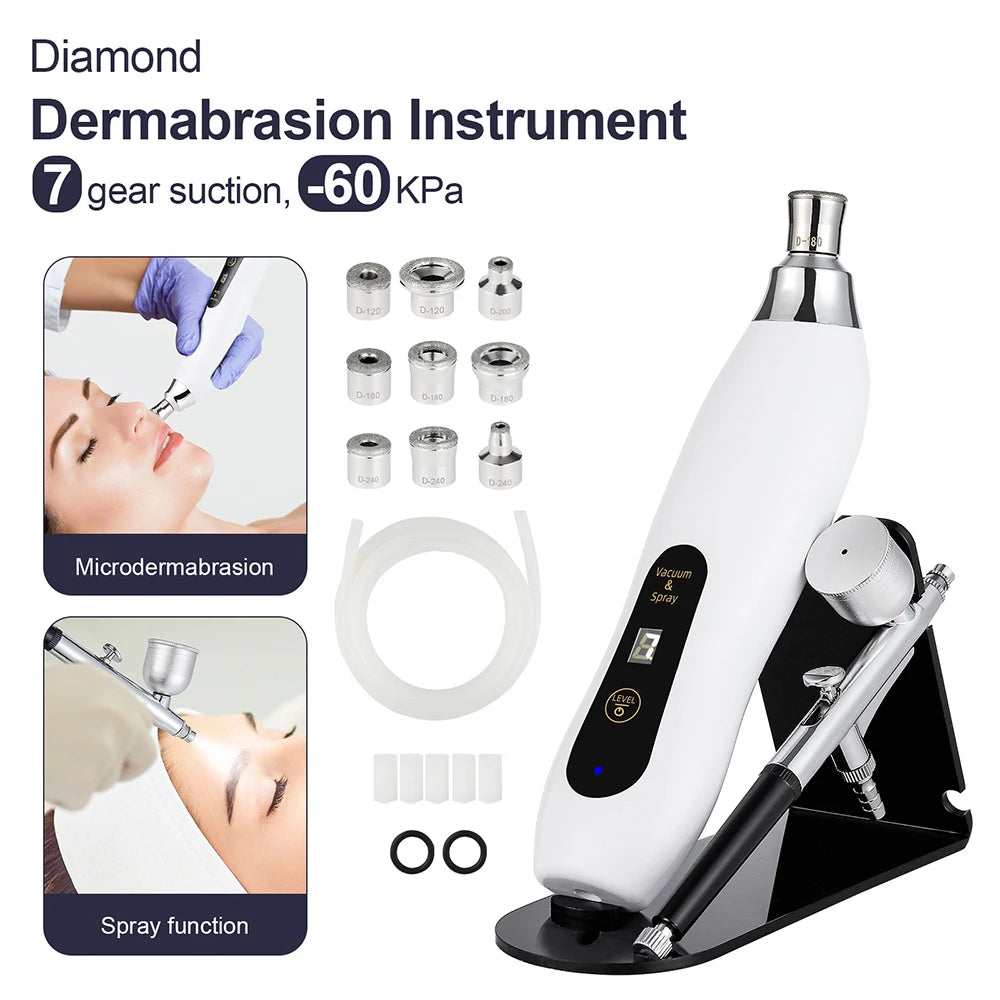 Dispositivo portatile per microdermoabrasione con diamante, peeling facciale, idratante, aerografo, esfoliante, pulizia profonda, rimozione punti neri