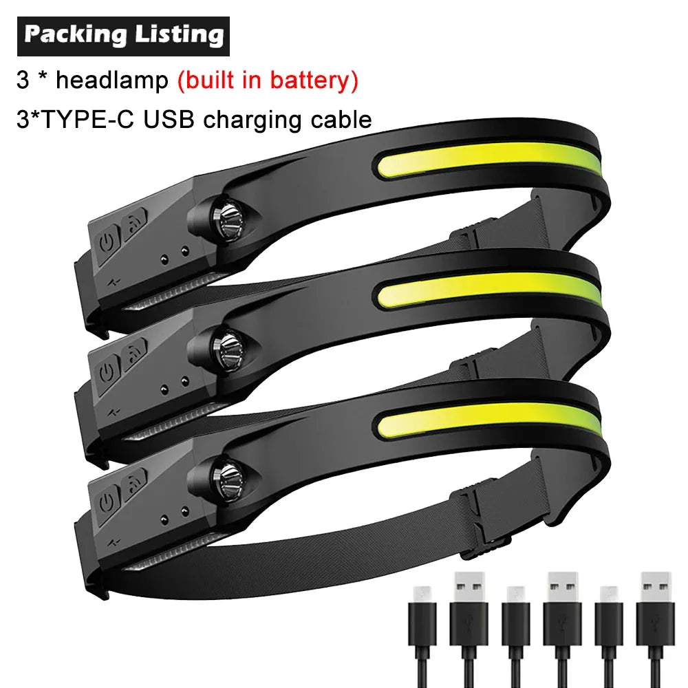 USB wiederaufladbare LED Stirnlampe mit Induktionssensor für Kinder und Outdoor