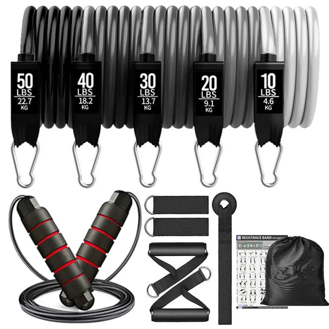 Resistance bands set with handles and door anchor for home workouts