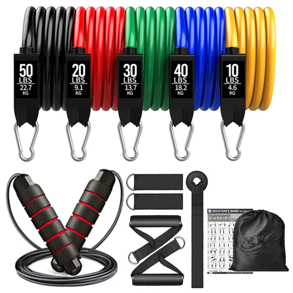 Resistance bands set with handles and door anchor for home workouts