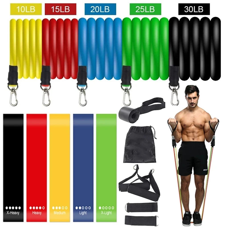 Resistance bands set with handles and door anchor for home workouts
