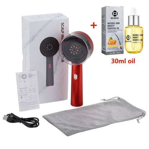 Electric scalp massage comb with 3 modes and red light laser therapy