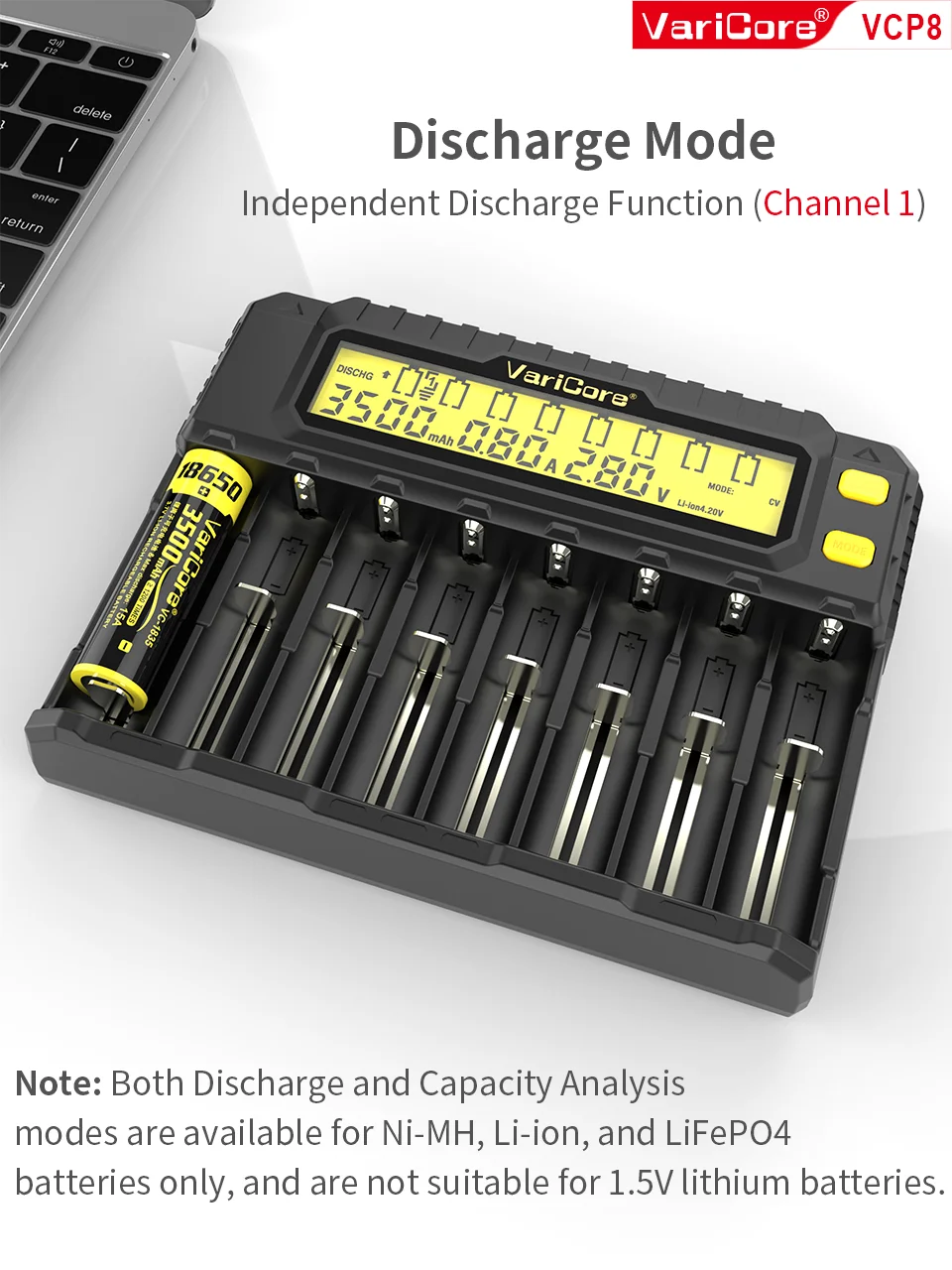 Li-Ion 18650 / 21700 – Ladegerät mit automatischer Batterietyp-Erkennung und LCD-Display