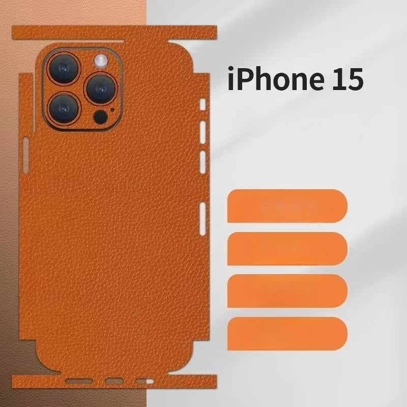 ALMA-SKIN – Skin posteriore idrogel texture pelle luxury per iPhone da 12 Pro Max a 17