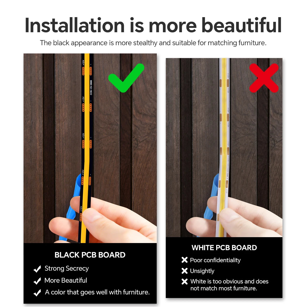 Touch dimmbare LED Lichtleiste mit schwarzem PCB für Holzpaneele