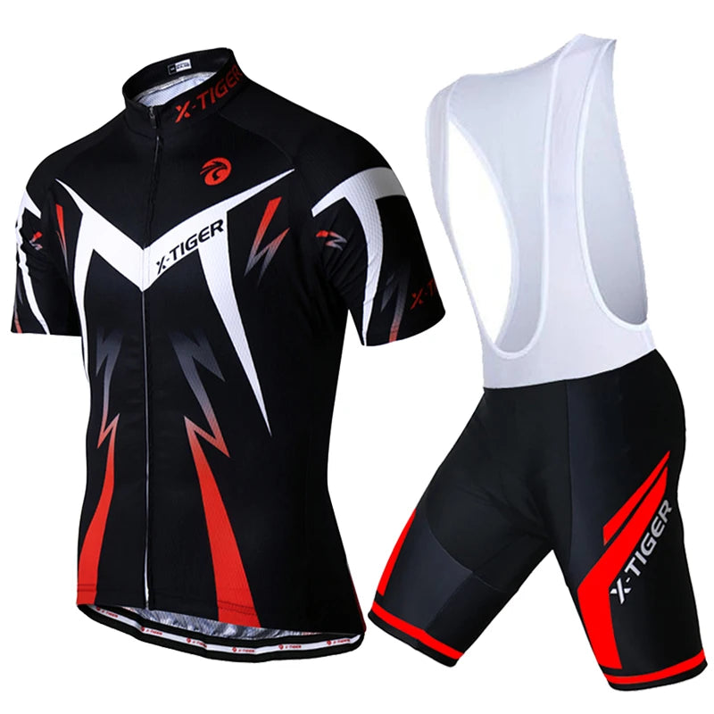 X-Tiger Pro Herren Sommer Radtrikot Set mit Gel-Polster