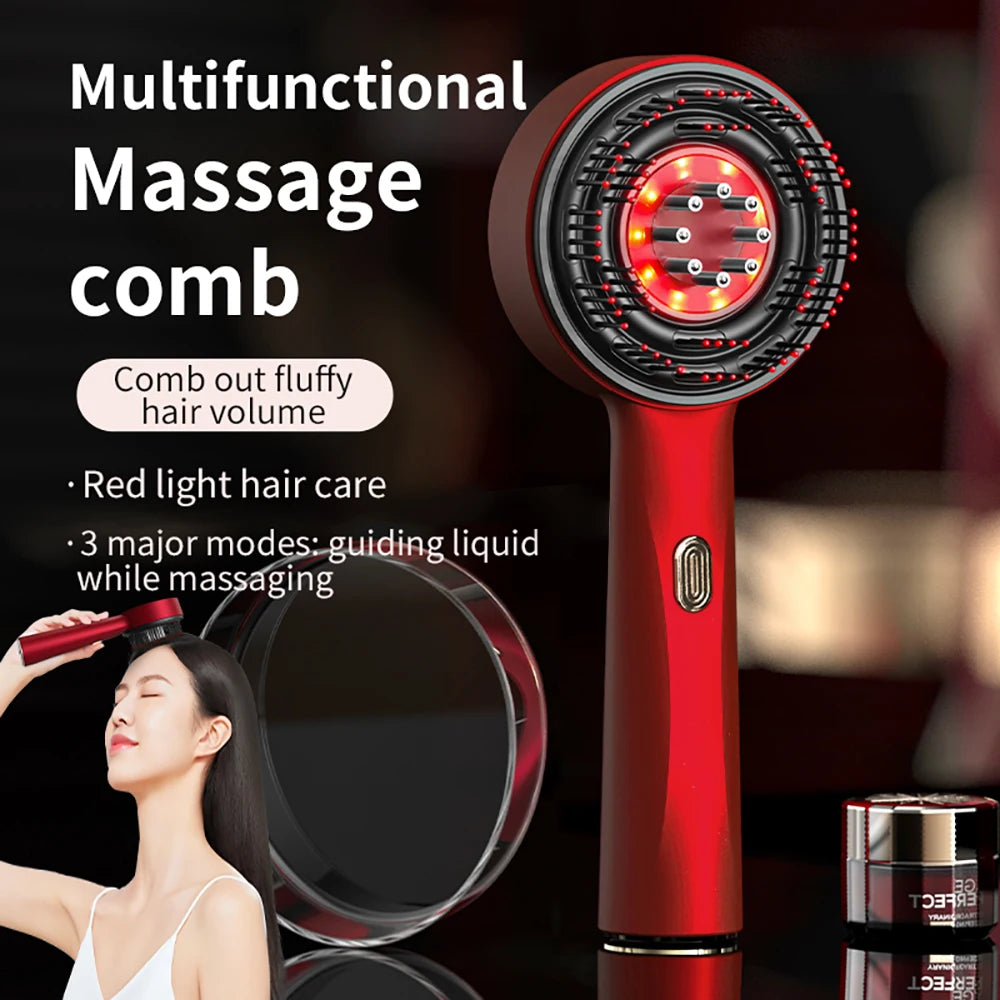 3-in-1 Elektrische Massagebürste mit Infrarot-Therapie und EMS-Stimulation der Haarfollikel und Förderung des Haarwachstums