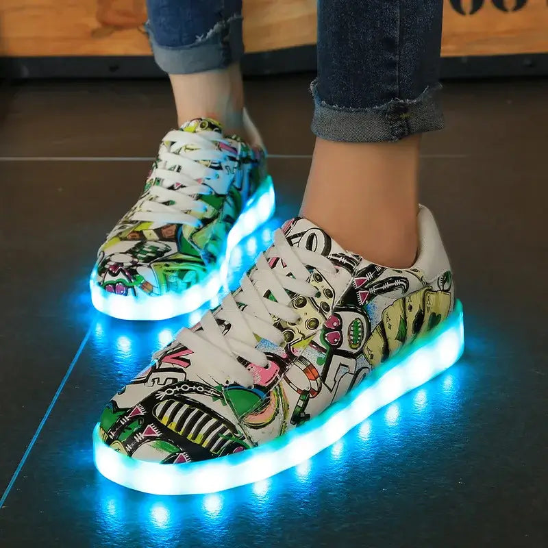 Kids Glowing Sneakers: Bunte LED Leuchtschuhe für Boys & Girls - Tauchen Sie ein in die zauberhafte Welt der farbenfrohen Glowing-Sneakers LED – einzigartig, aufregend und strapazierfähig für Jungen und Mädchen! - 1005004629433318-black-34