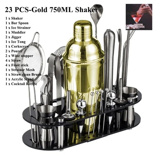 Cocktail Shaker Set 1–33 Teile – Profi Barkeeper-Set mit Rezeptbuch & Barständer