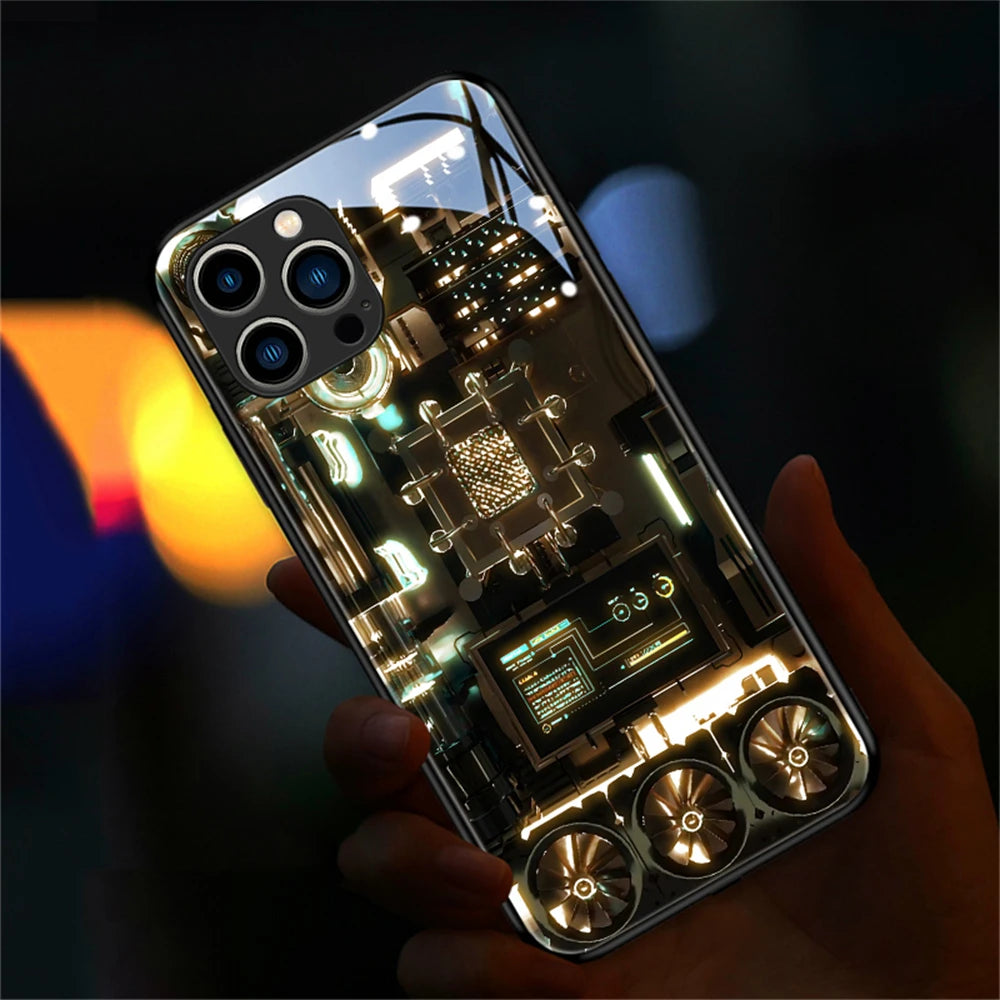 Custodia per telefono LED intelligente con illuminazione a 7 colori: elegante, reattiva e protettiva per iPhone Air 17 16 E 15 14 13 12 11 Pro