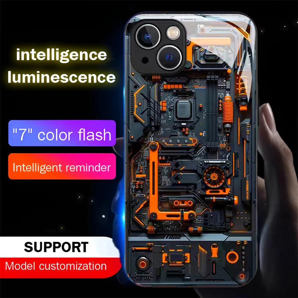 Custodia per telefono LED intelligente con illuminazione a 7 colori: elegante, reattiva e protettiva per iPhone Air 17 16 E 15 14 13 12 11 Pro