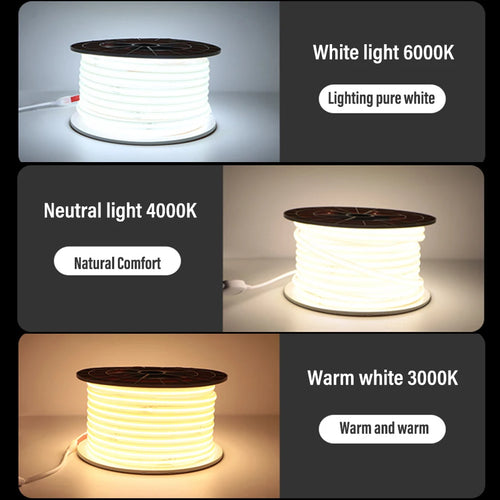 Striscia LED COB 360 ledm 220V spina UE impermeabile flessibile