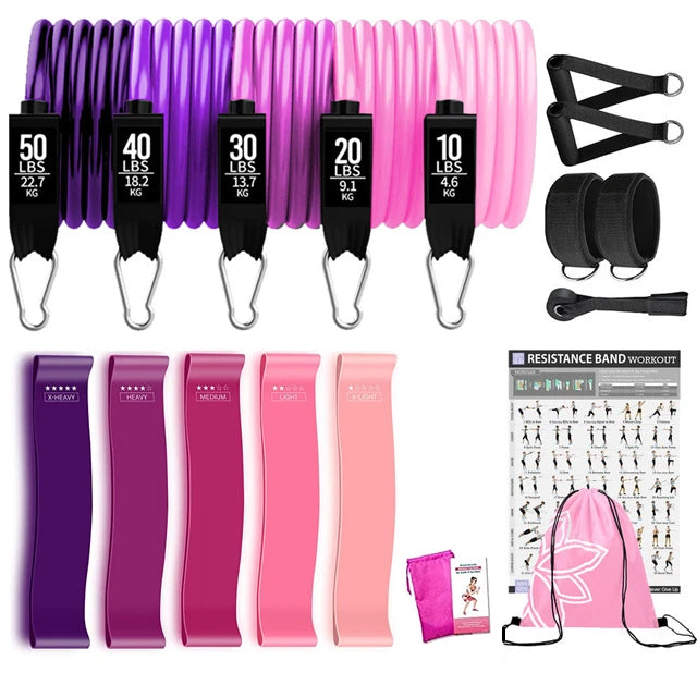 Resistance bands set with handles and door anchor for home workouts