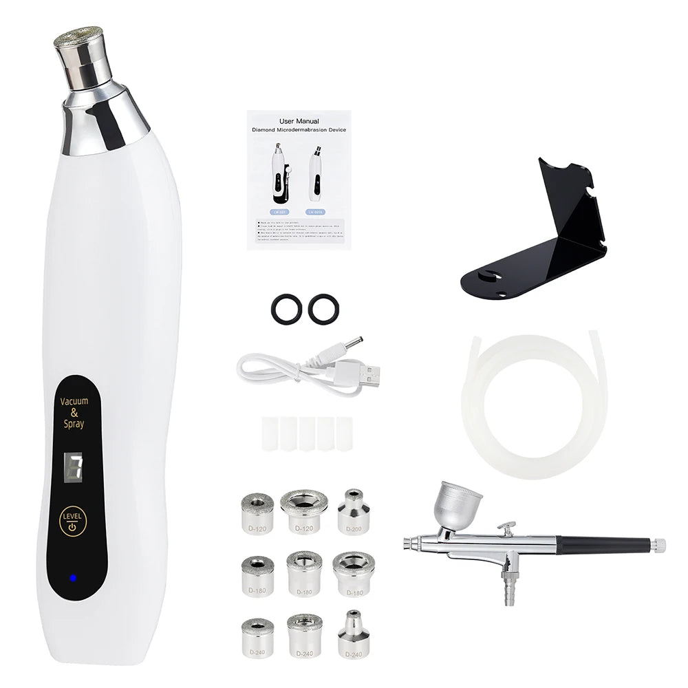 Dispositivo portatile per microdermoabrasione con diamante, peeling facciale, idratante, aerografo, esfoliante, pulizia profonda, rimozione punti neri