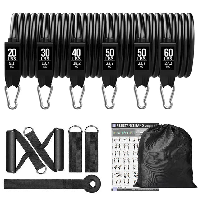 Resistance bands set with handles and door anchor for home workouts