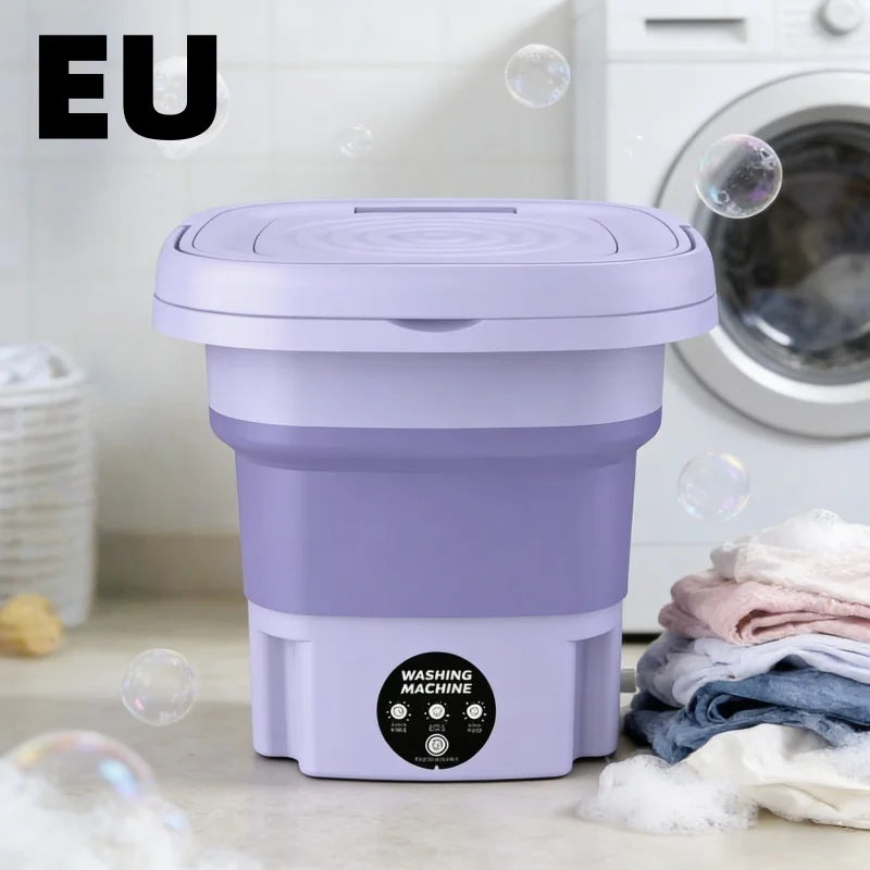 8l portable folding washing machine with timed spin dry for small laundry