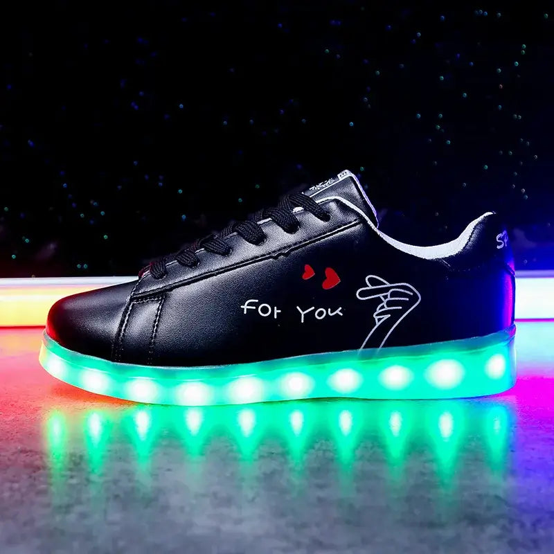 Kids Glowing Sneakers: Bunte LED Leuchtschuhe für Boys & Girls - Tauchen Sie ein in die zauberhafte Welt der farbenfrohen Glowing-Sneakers LED – einzigartig, aufregend und strapazierfähig für Jungen und Mädchen! - 1005004629433318-black-4-34