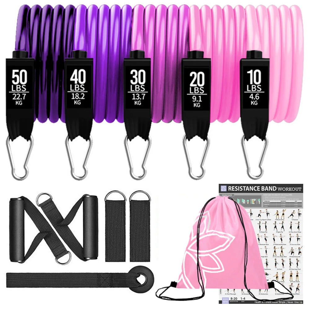 Resistance bands set with handles and door anchor for home workouts