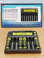 Li-Ion 18650 / 21700 – Ladegerät mit automatischer Batterietyp-Erkennung und LCD-Display